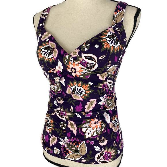 Lands' End Other - Lands End Wrap Tankini Swimsuit V Neck Underwire Top Blackberry Sz 4